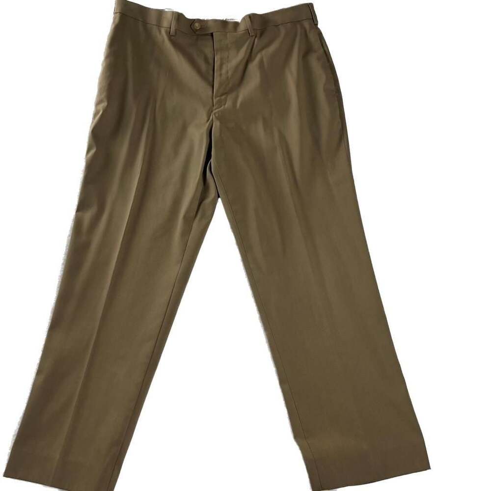 Savane Mens Khaki Dress Pants 38x30 Flat Front Stretch Business Casual